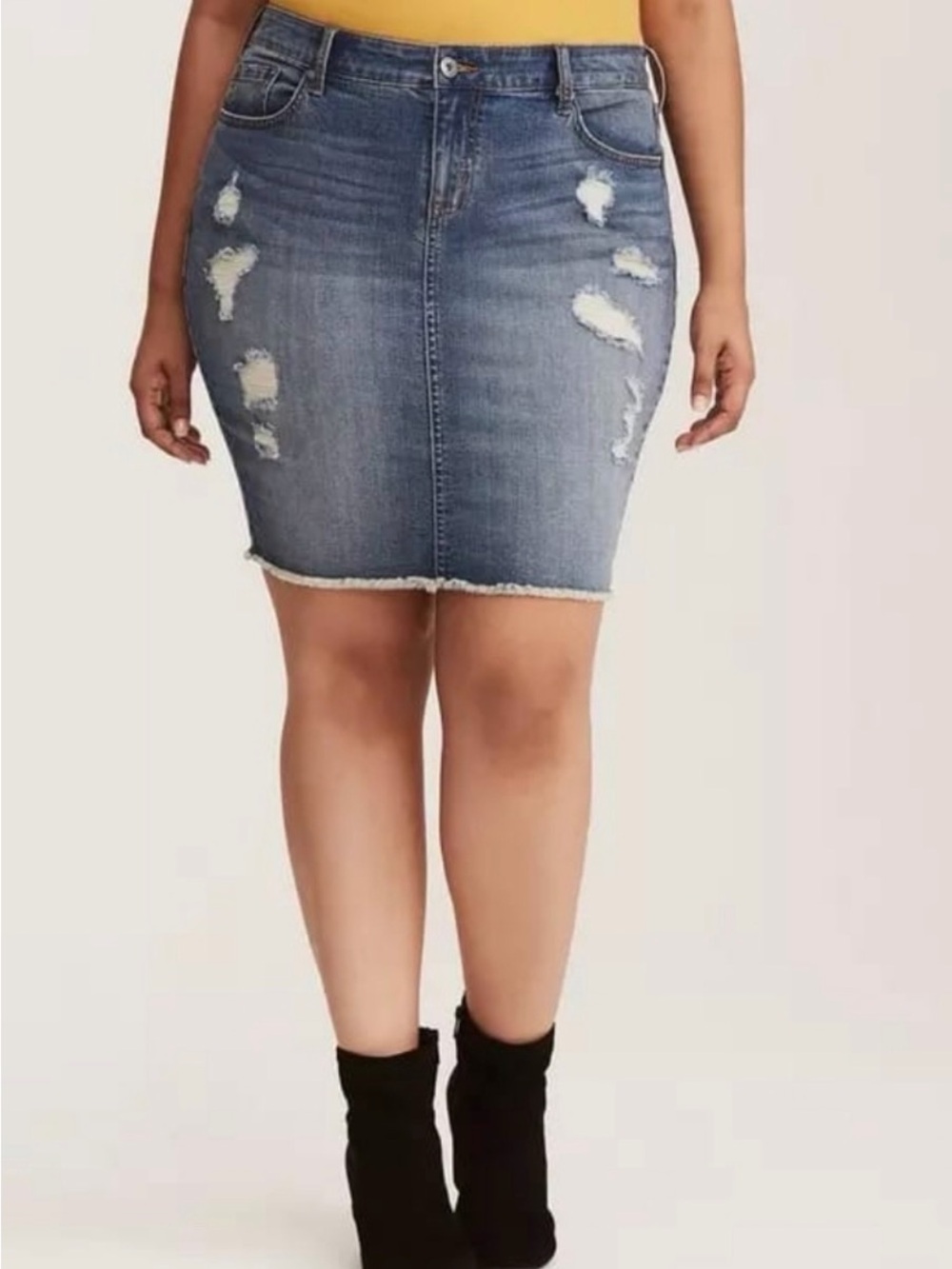 torrid Distressed Denim  Skirt - Blue